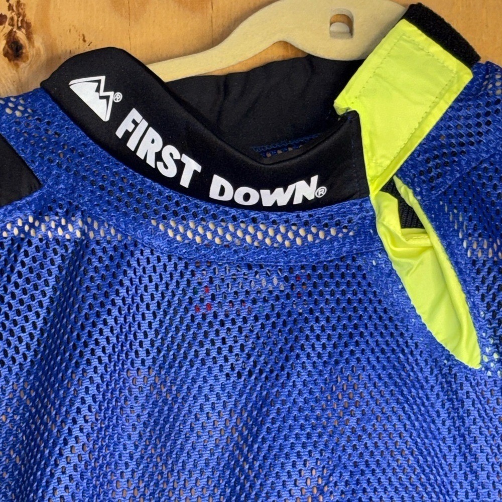 First Down Blue Mesh Pullover Jacket Black Neon T… - image 3